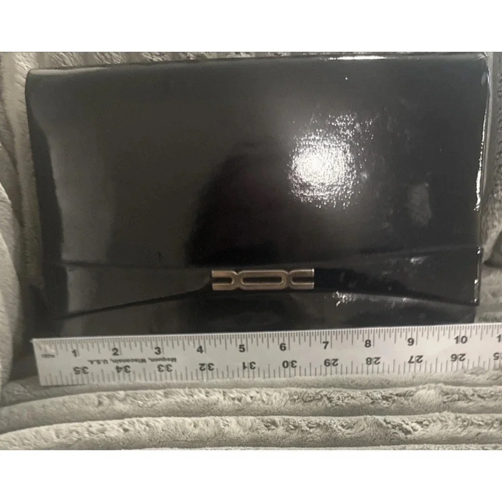Vintage Patent Leather Clutch Bag Black Small Date Night Minimalist Capsule